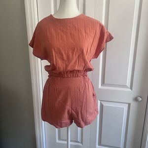 Women’s Short Sleeve Short set in Coral